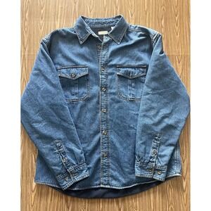 Vtg Rugged Earth Outfitters Shacket XL Shirt Jacket Blue Denim Fleece Lined